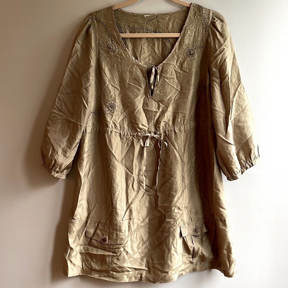 Silk Mini Dress with paisley embroidery detail